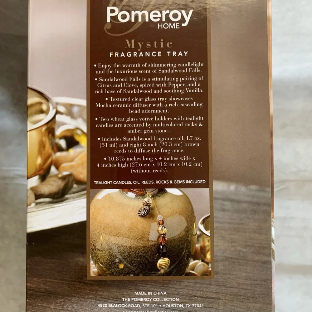 NIB Pomeroy Home Mystic Fragrance Tray – Sandalwood Falls Reed Diffuser & Candle
